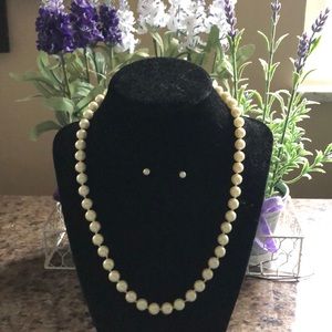 Pearl Necklace & Earrings